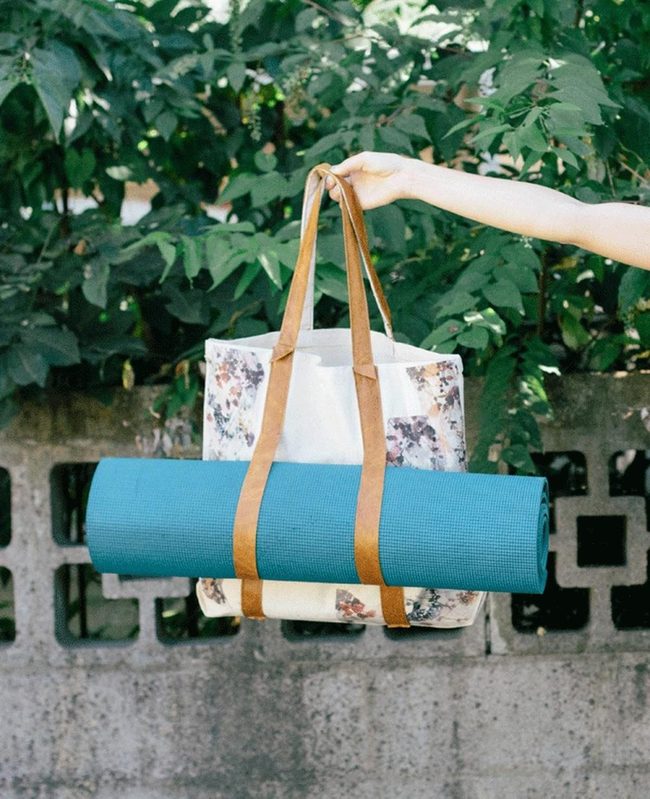 White Canvas Tote Brown Leather