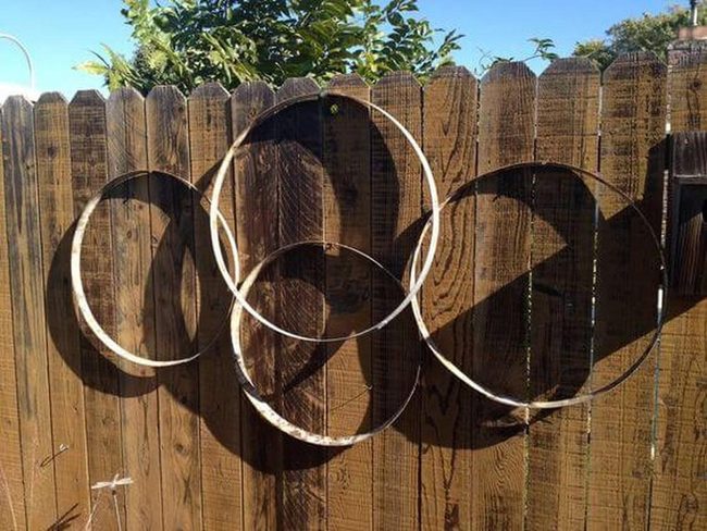 Metal Hoops On Wood