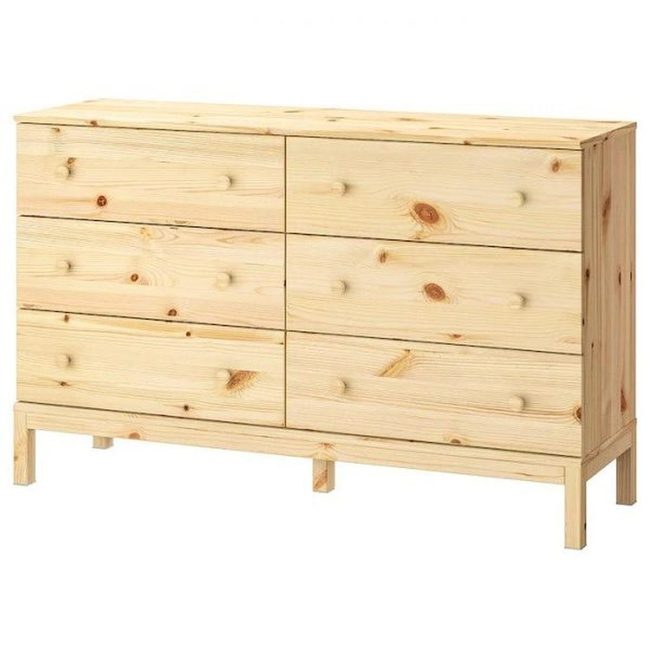 Gold Striped Grain Dresser With Hairpin Legs
