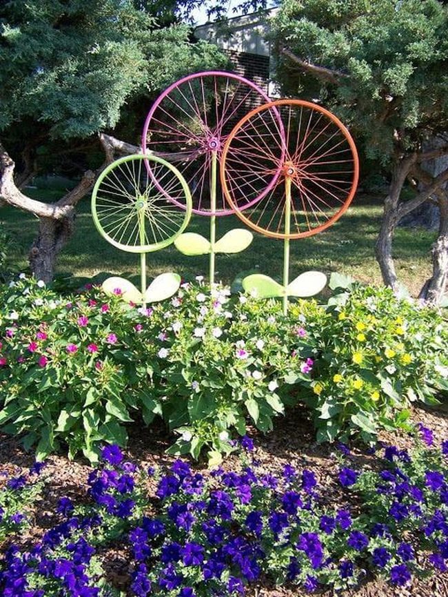 Pink And Green Bicycle Wheels