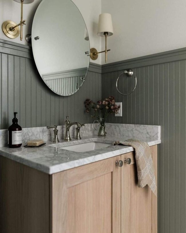Green Beadboard Bathroom Elegance