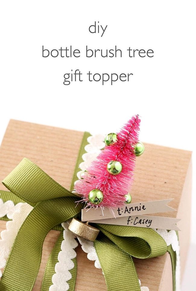 Pink Bottle Brush Gift Toppers