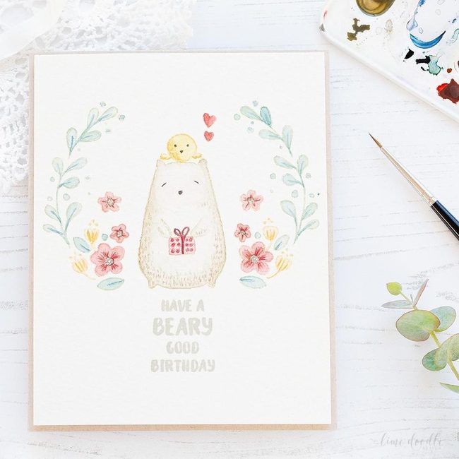 Pastel Bear And Chick Birthday