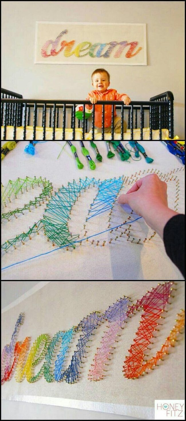 Rainbow String Art On Cork
