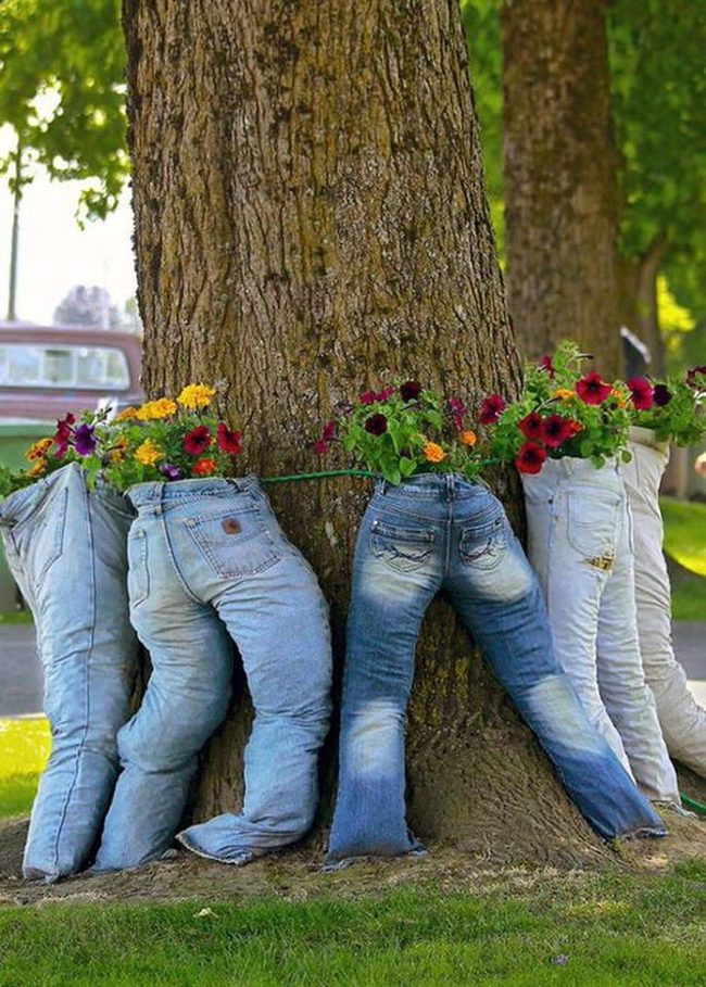 Denim Blooms Garden Planter