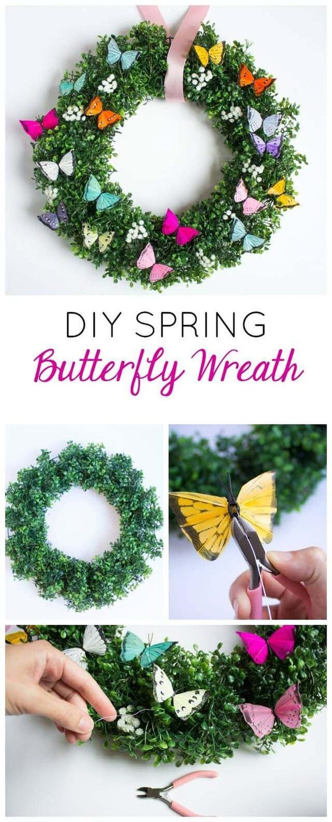 Boxwood Wreath With Butterfly Accents