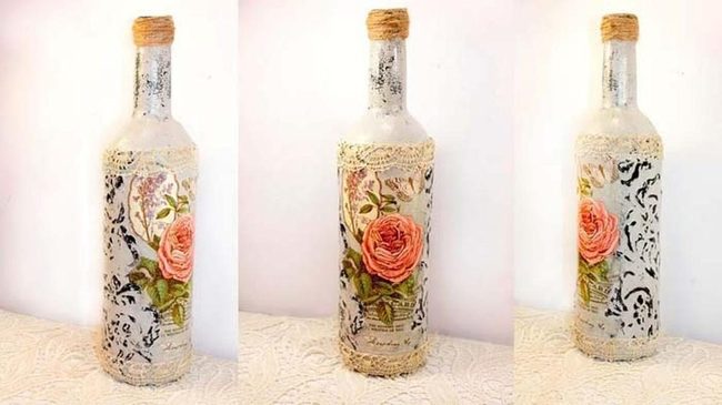 Decoupage Wine Bottles Decorative Art