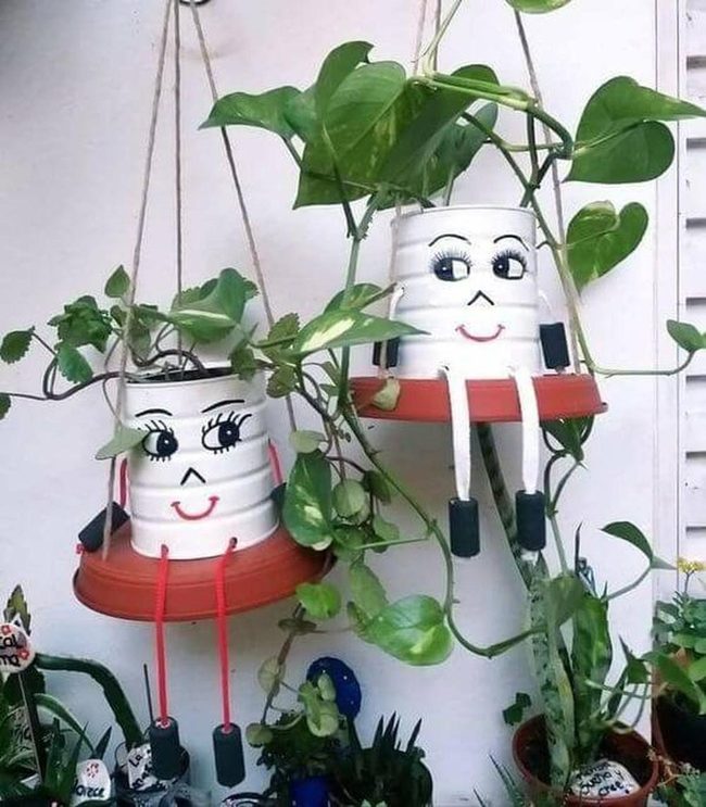 Googly-Eyed Bottle Planters