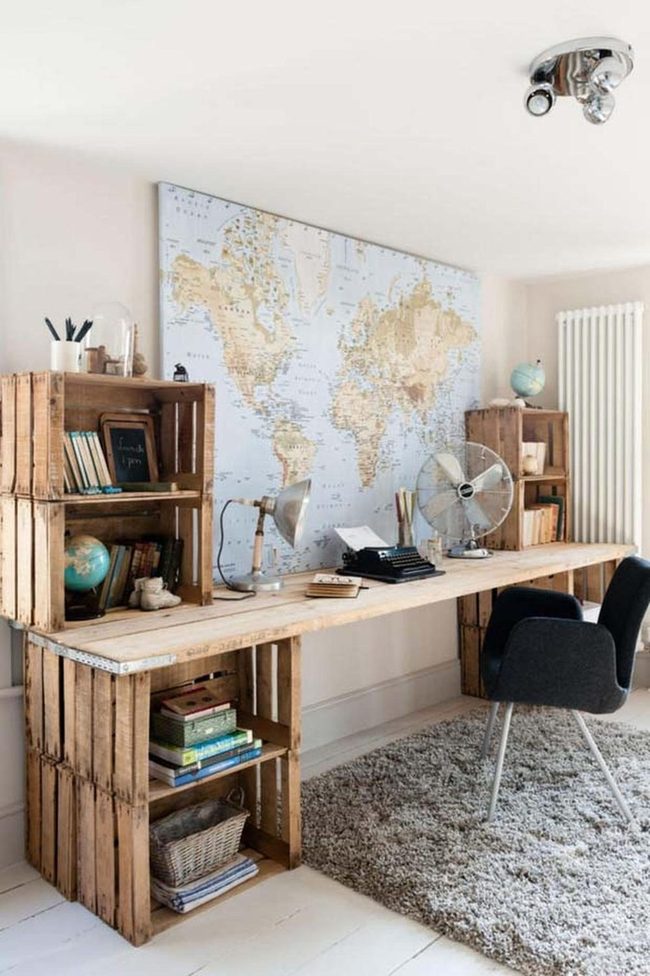 Stacked Crate Workspace Storage
