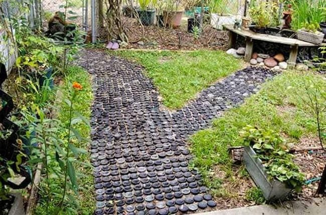 Colorful Glass Bottle Walkway