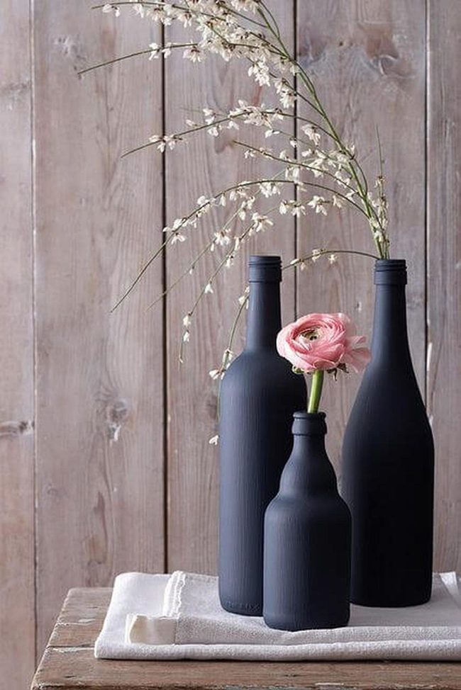 Matte Black Bottle Vases