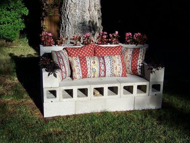 Concrete Block Seating With Cushions