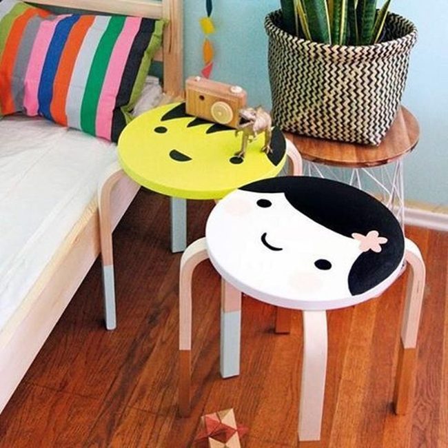Striped Pillows, Wooden Toys, Green Plants