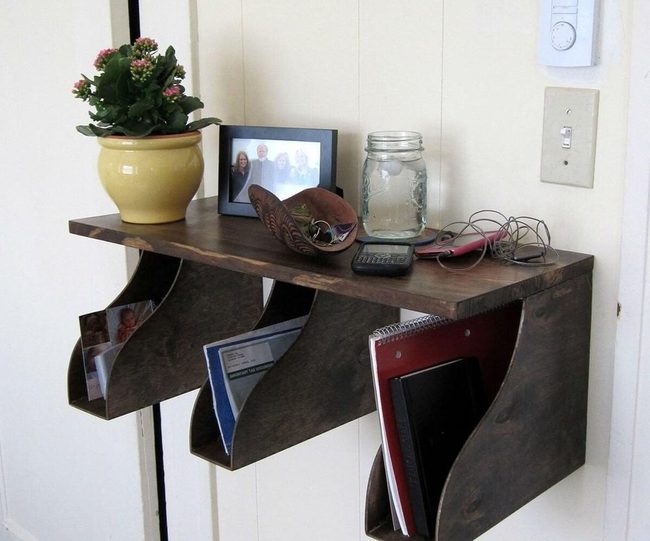 Dark Wood Wall Shelf Storage