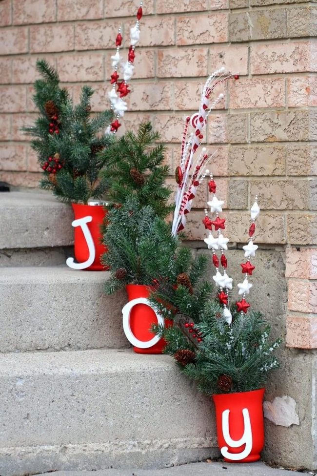 Joy Letters, Greenery & Red Ornaments