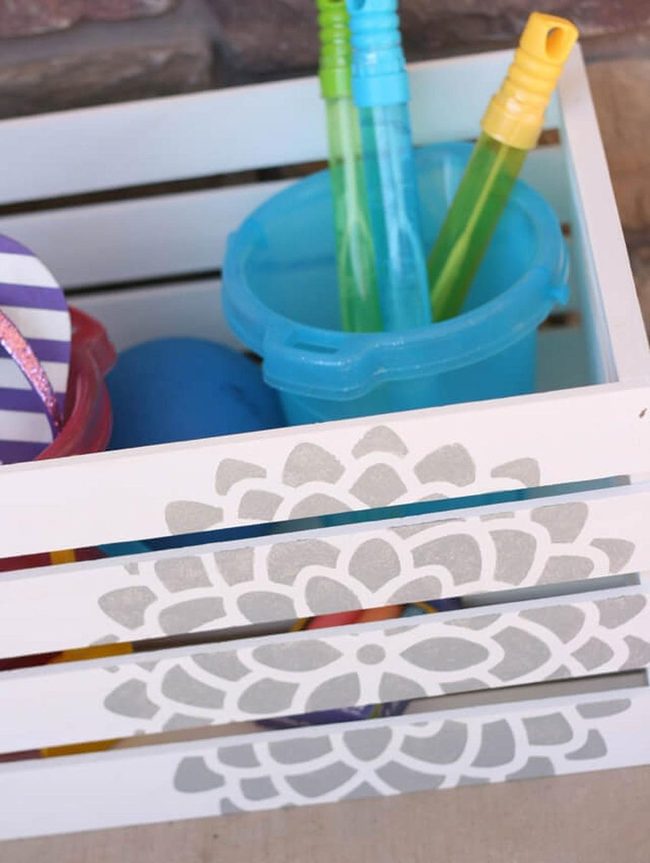 White Floral Crate Storage