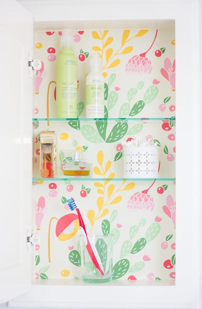 Floral Wallpaper Glass Storage