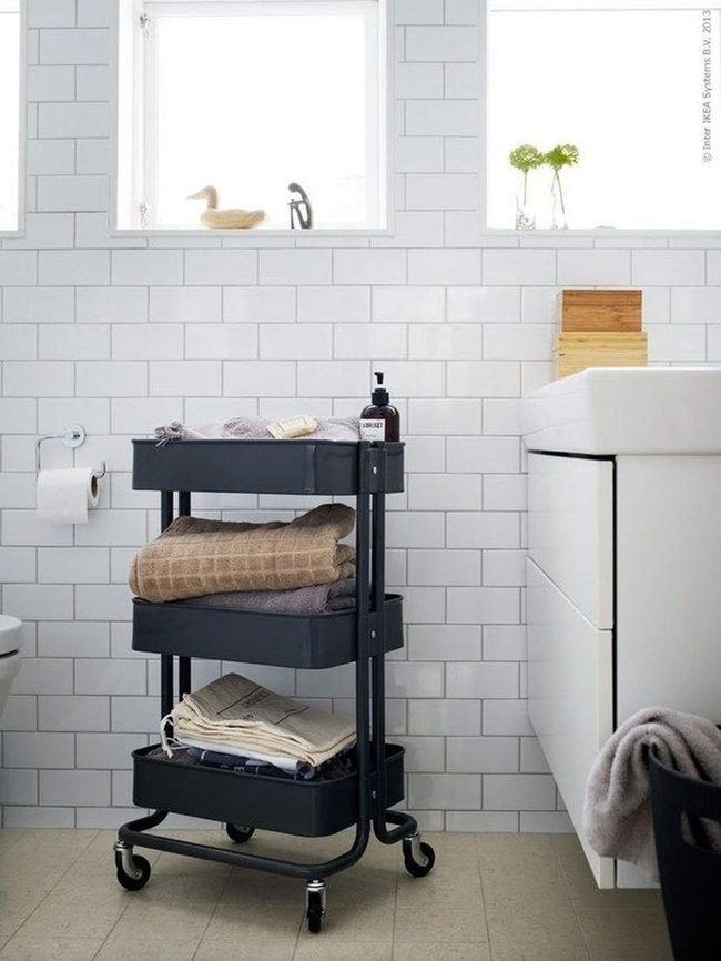 White Tiles, Black Carts, Green Plants