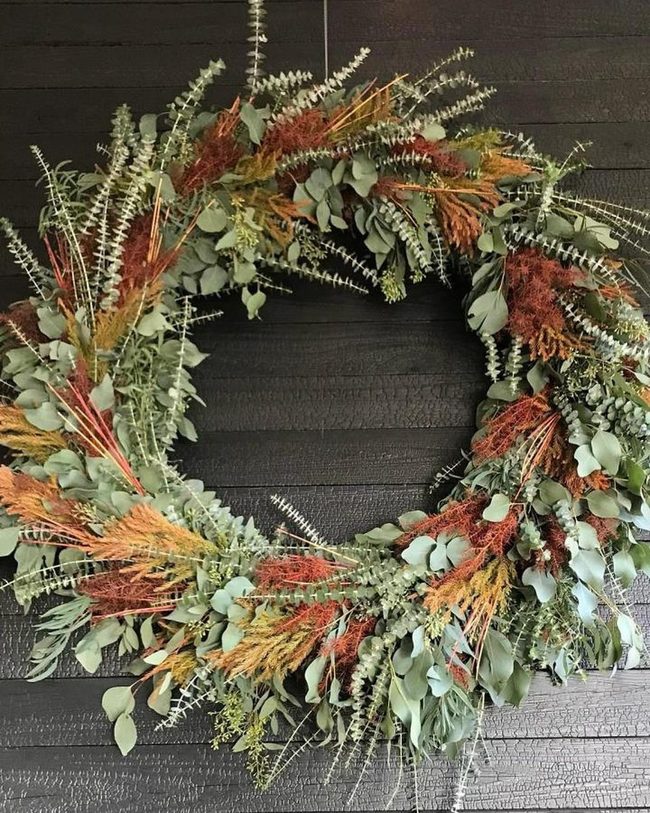 Burnt Orange And Sage Eucalyptus Wreath
