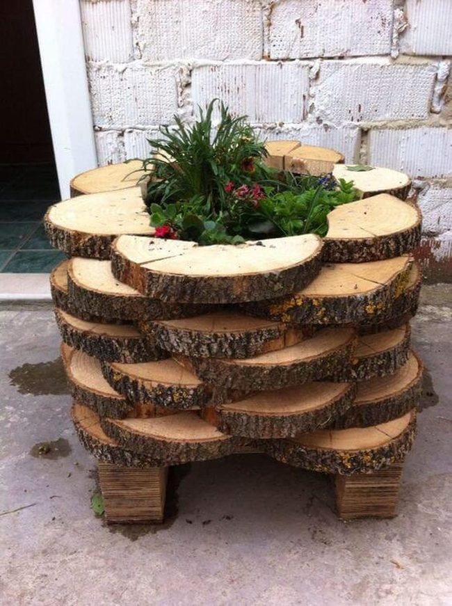 Stacked Wood Vertical Planter