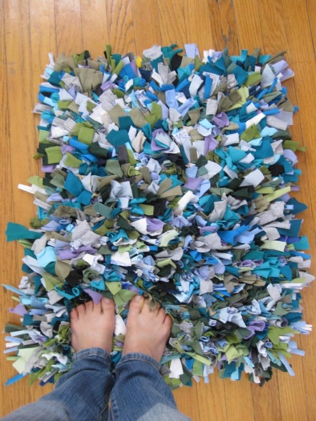 Handwoven Fabric Strips In Cool Jewel Tones
