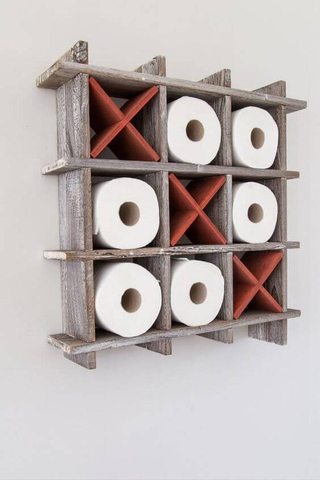 Red Geometric Tic-Tac-Toe Holder