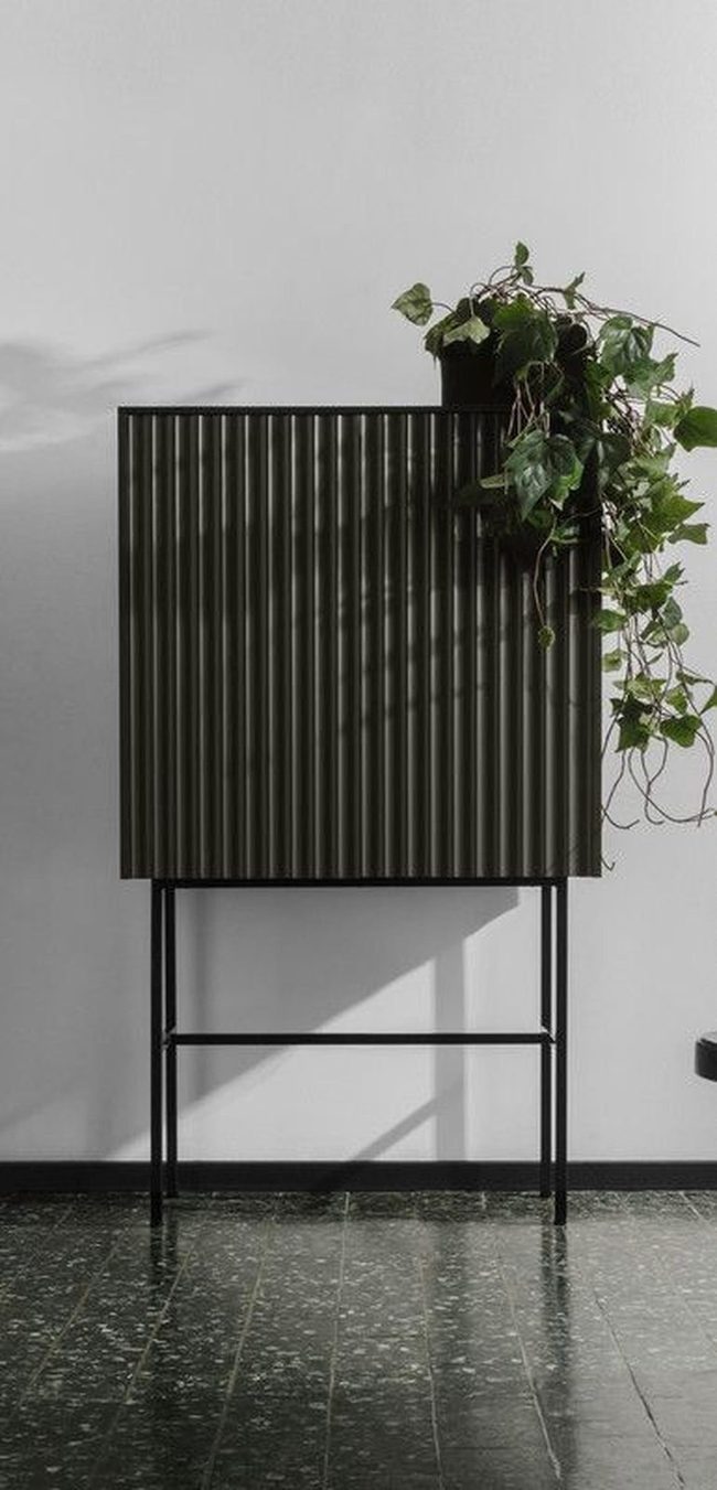 Green Fluted Cabinet With Trailing Vines