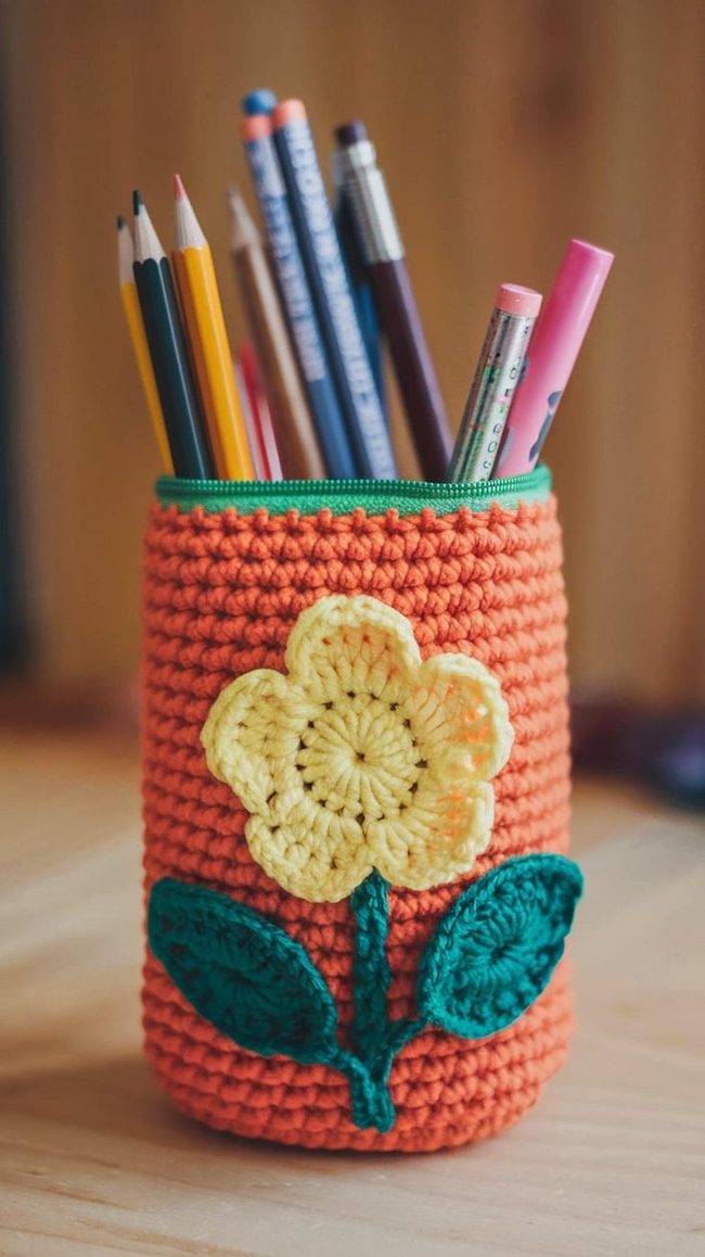 Crocheted Cotton Pencil Case