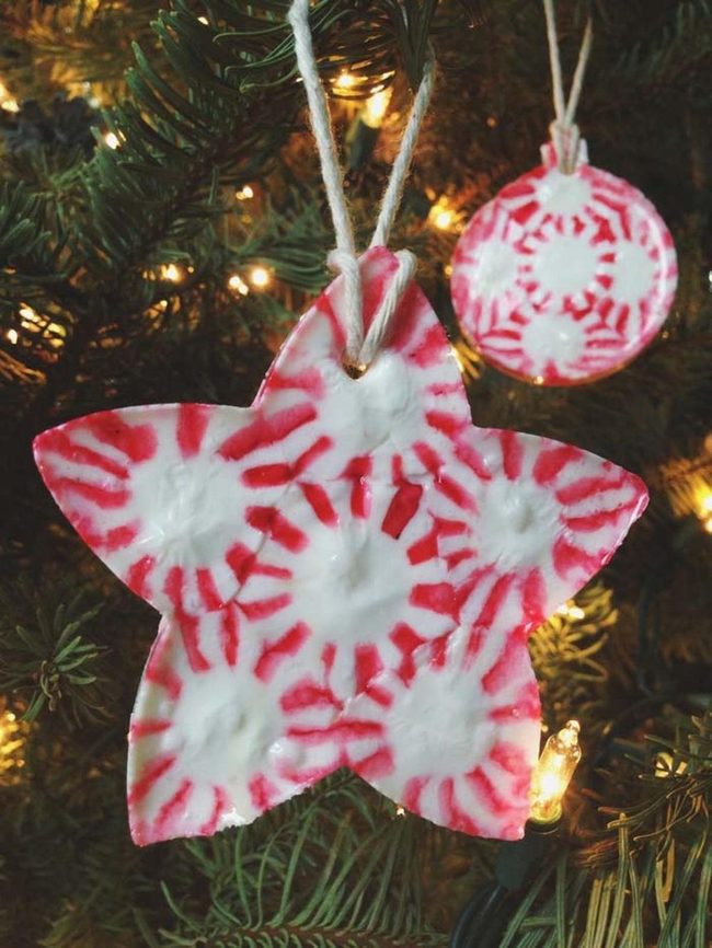 Striped Candy Ornaments Red White