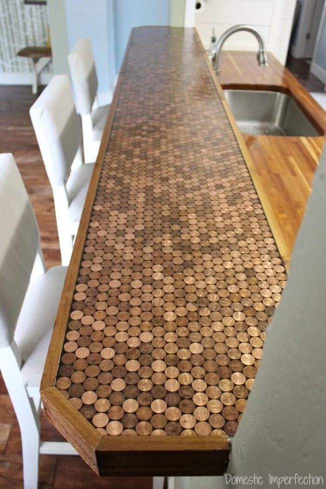 Copper Coin Kitchen Surface