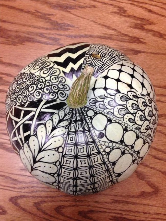 Monochrome Patterned Pumpkin Art