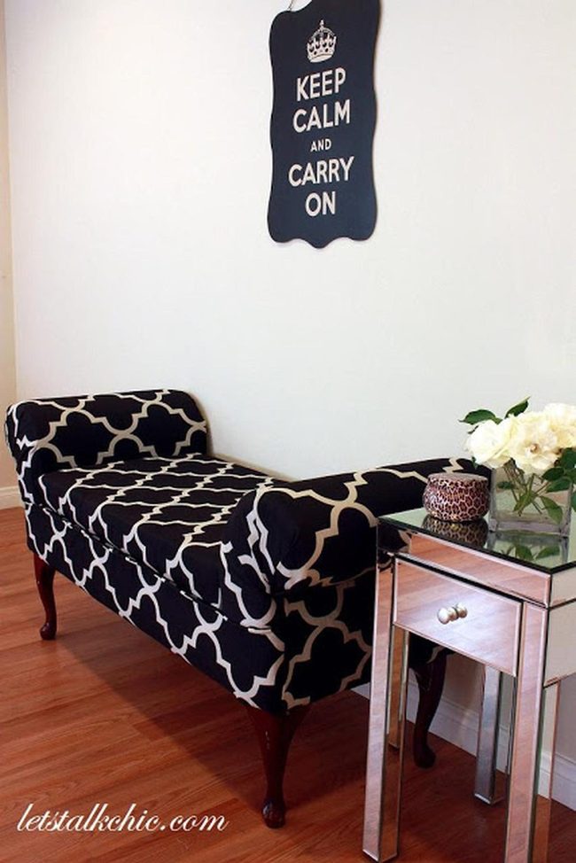 Black And White Patterned Corner Bench