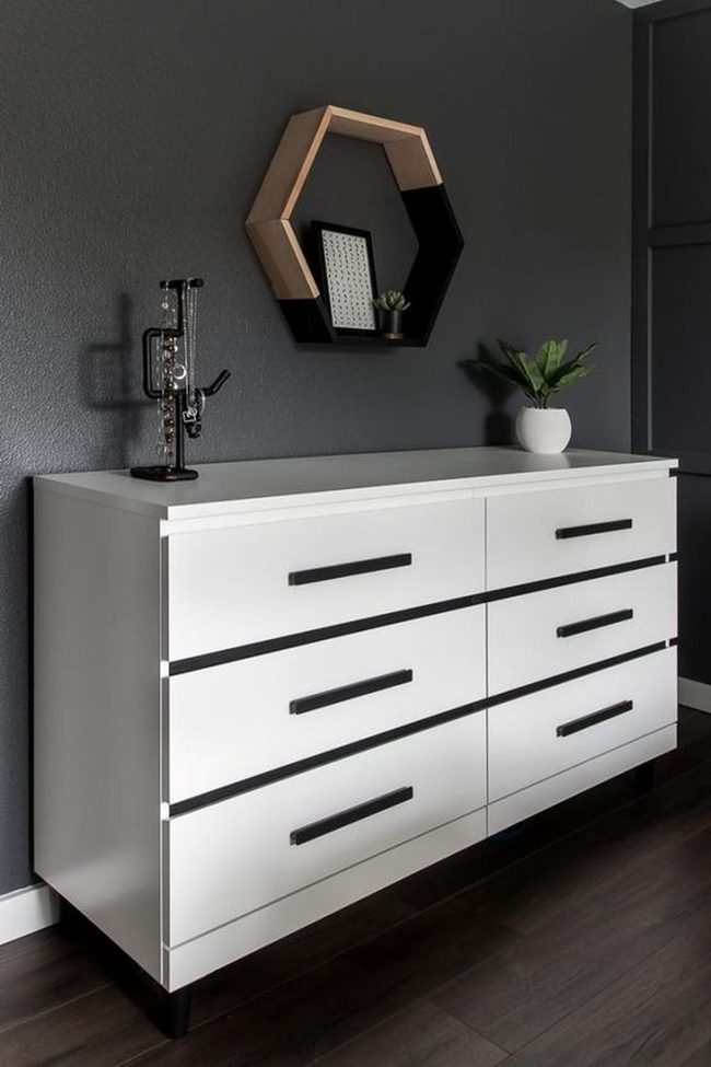 White Dresser, Dark Floor Statement