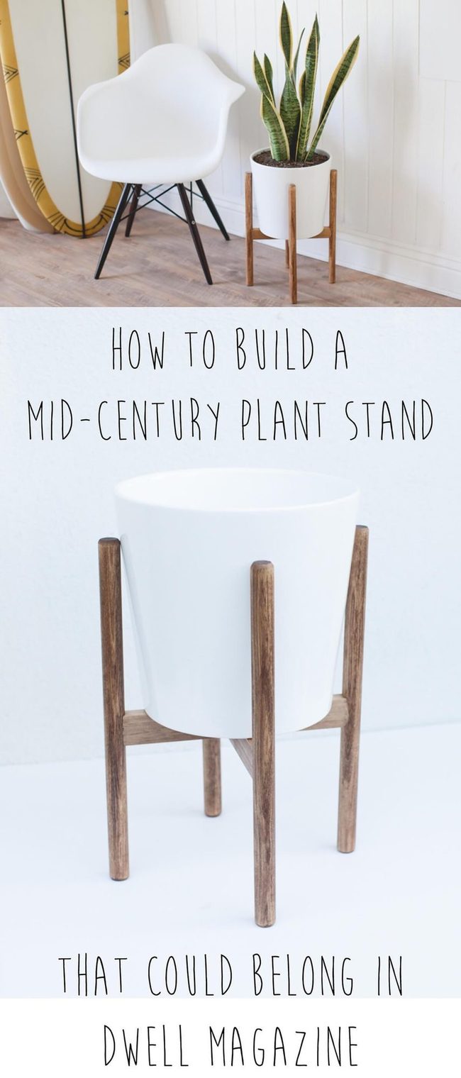 Natural Wood Mid-Century Plant Stands