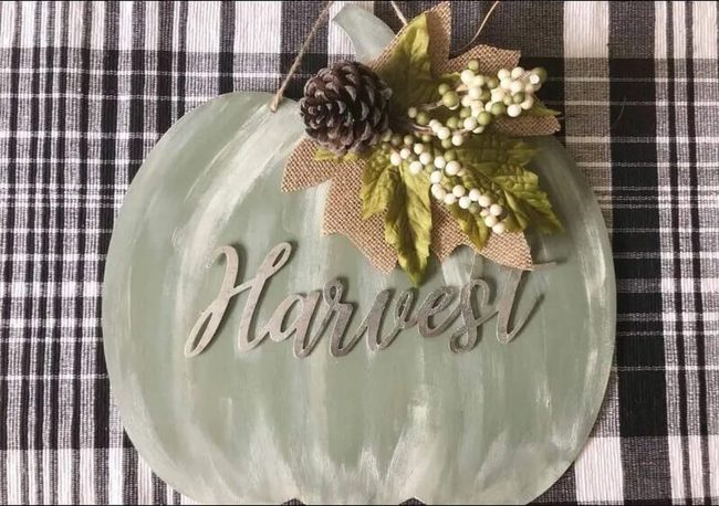 Orange Pumpkin Door Sign