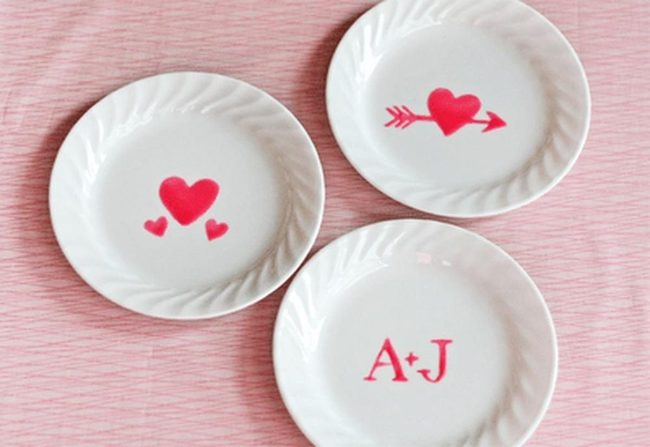 Red Hearts On White Ceramic