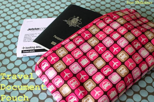 Pink-Bordered Travel Organizers With Plane Graphics