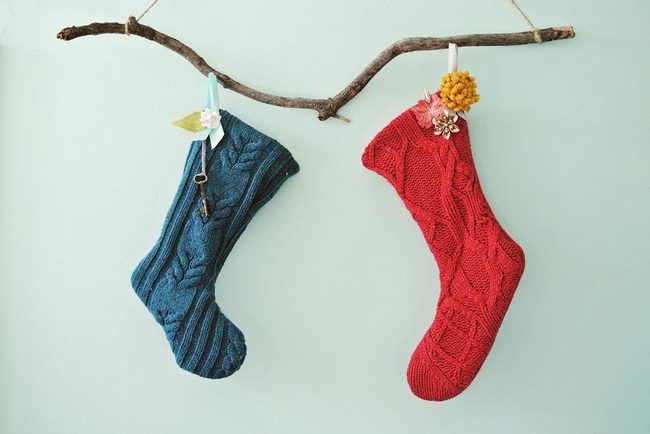 Red Knit Stockings, Golden Blooms