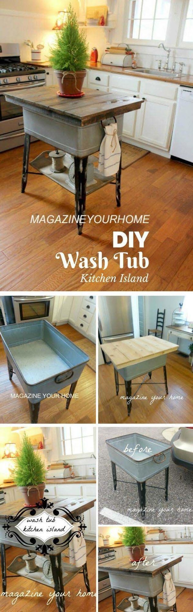 Vintage Wash Tub Island