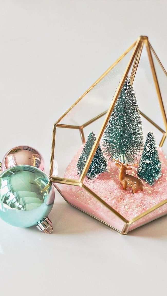 Pink Glitter Geometric Terrarium