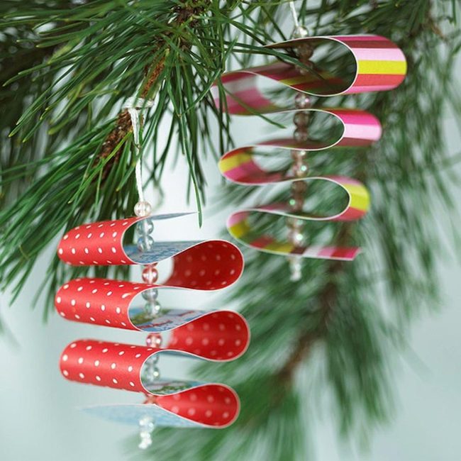 Colorful Paper Spirals On Pine