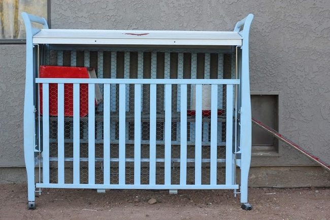 White Metal Crib, Red Checked Charm