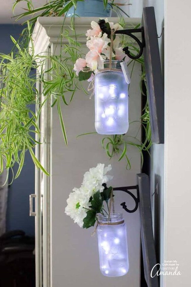 Glowing Mason Jar Flowers