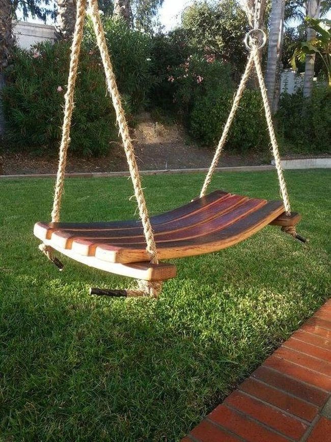 Honey Wood Barrel Swing