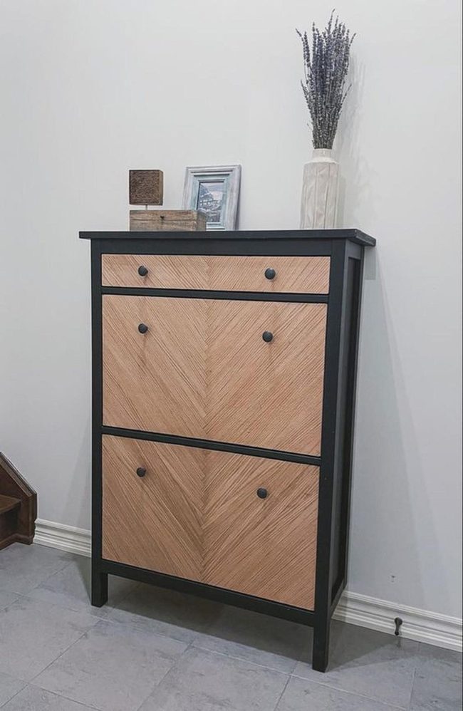 Black Chevron Wood Sideboard