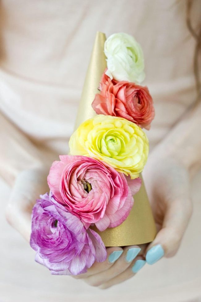 Pink Petals On Gold Cone