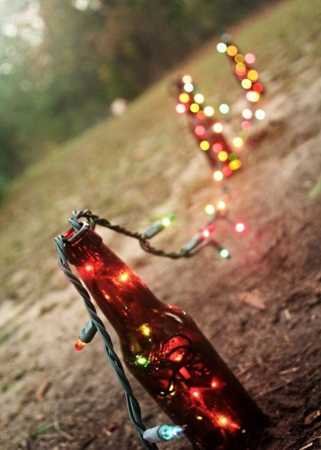 Illuminated Beer Bottles In Gold