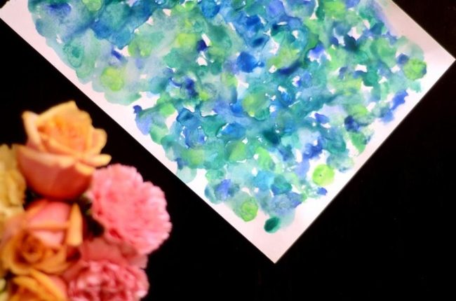 Splattered Blues And Peach Florals