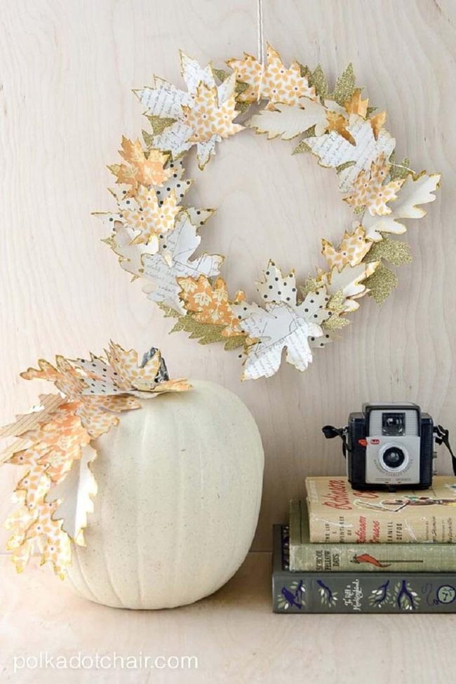 Metallic Autumn Leaves Wreath