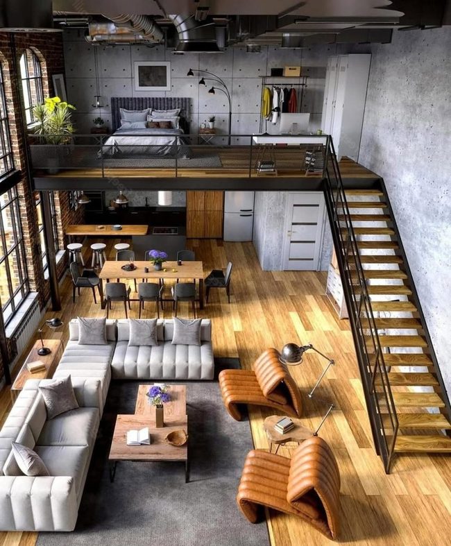 Exposed Concrete Multi-Level Living